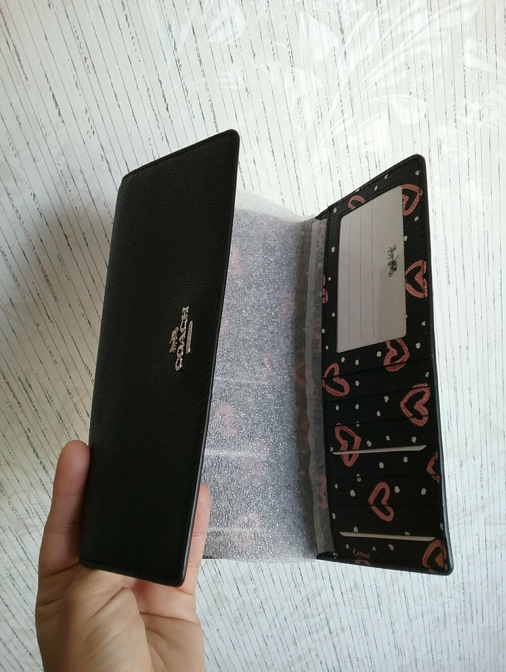 Coach Trifold Pink Hearts Wallet